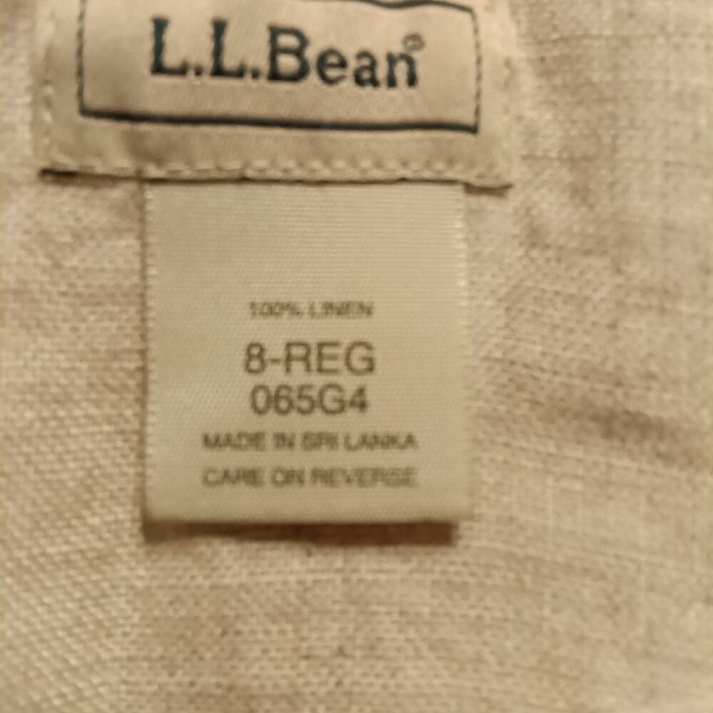 L.L. Bean Linen Dress Plus Size 8 Reg. Beige Short Sleeve Minimalist Lagenlook - Picture 2 of 7